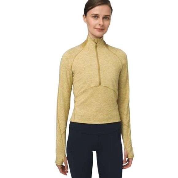 LULULEMON Always Alert 1/2 Zip - Size 4 - Lemon Yellow Lighweight Activewear - Picture 1 of 10